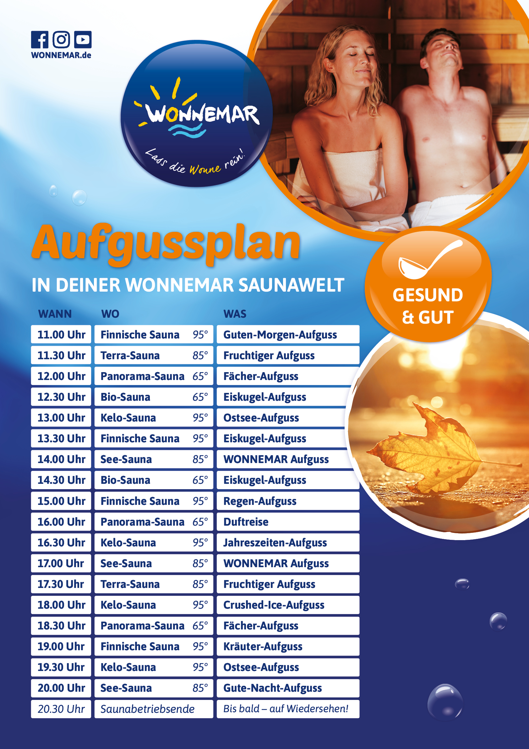 Aufgussplan Sauna Wonnemar Wismar